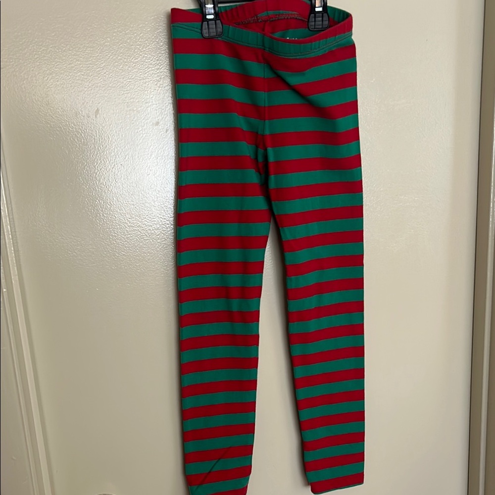 Striped Kids Leggings - Red and Green
